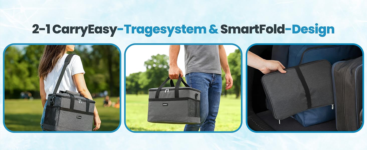 Термосумка HELDENWERK 33L з 7 відділеннями – велика, складна, витримує до 12 годин, виготовлена з темного сірого кольору, з посиленим дном, для пікніка, обіду, виготовлена з водонепроникного матеріалу