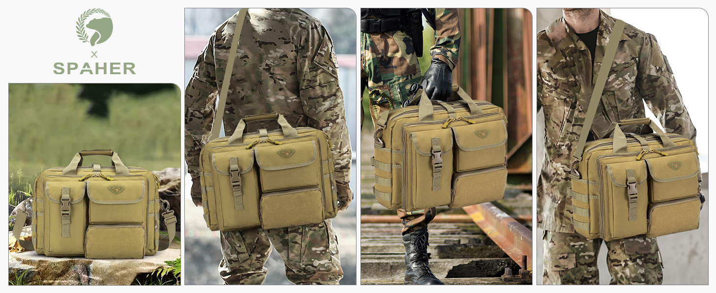 SPAHER Work Bag for Men Laptop Bag 14/15.6/17.3 Inch Messenger Bag Pilot Bag Briefcase Men Tactical Bag Military Bag Carry Bag Shoulder Bag for Men