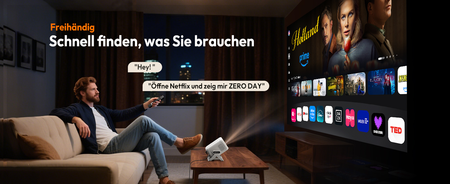 Портативний проєктор N5 1080P з WiFi та Bluetooth, сумісний з Netflix, обертовий на 135°, автоматична корекція трапецеїдальних спотворень, фільтр від пилу