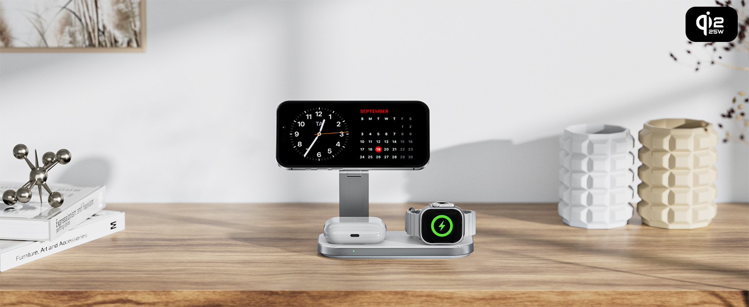 Бездротова зарядка 25W 3-в-1 з MagSafe: для iPhone, Apple Watch та AirPods (біла)