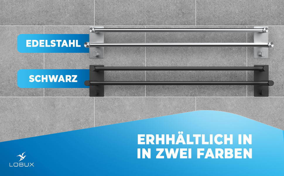 Тримач для рушників без свердління 60 см, нержавіюча сталь, для ванної кімнати, душової кабіни, кухні. В комплекті 2 гачки. Срібний колір
