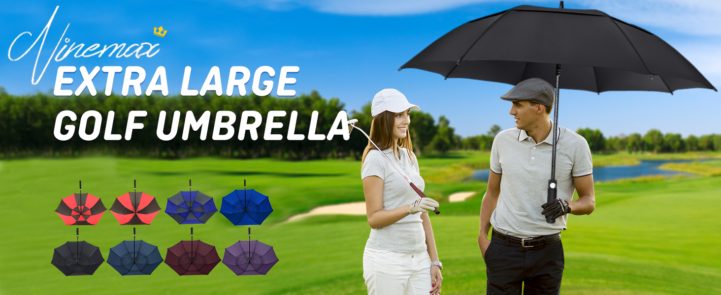 Чорний парасолька NINEMAX великий, штормостійкий, автоматичний, для чоловіків та жінок, L/XL/XXL, 137 см