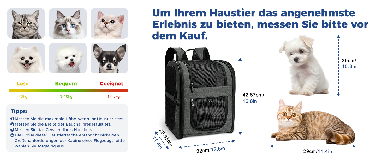 Рюкзак для собак та котів Apollo Walker - для малих тварин (2-15 кг), з підтримуючим каркасом, дихаючий, сірий - для походів, подорожей, активного відпочинку