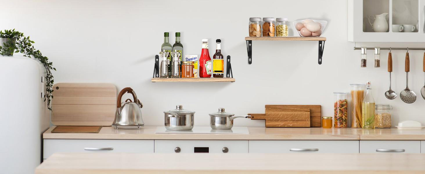 Настінна полиця з дерева, 2 шт. у комплекті, рустикальний стиль, з тримачем для рушників, світло-коричневий колір, для спальні, вітальні, ванної кімнати, кухні, офісу