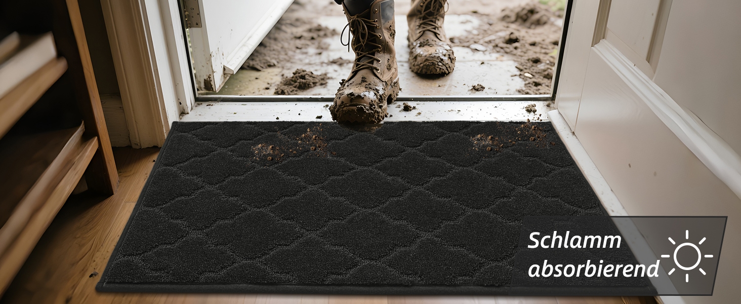 Прихожий килимок COSY HOMEER 50x80 см, чорний, антиковзкий, вологостійкий, для кухні, коридору, вхідних дверей,мийний килимок для собак