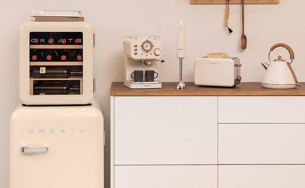 Набір тостер та чайник Retro: тостер кремовий + чайник 1.7л кремовий