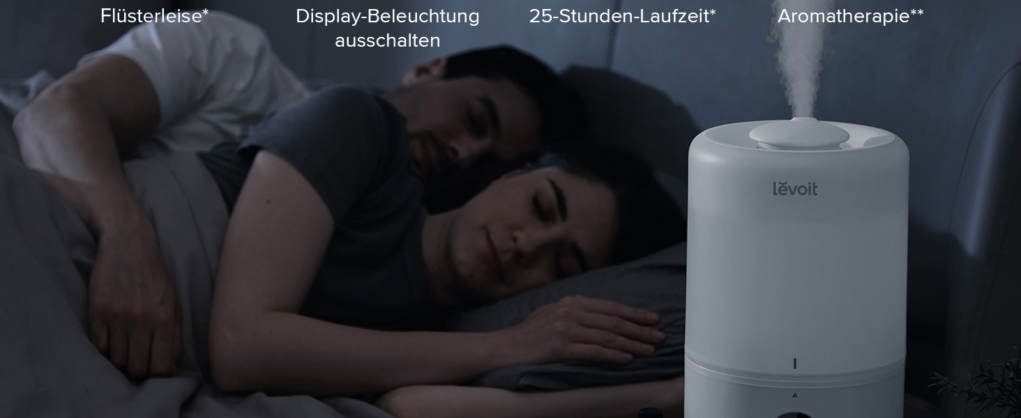 Зволожувач повітря LEVOIT 3L з верхнім наповненням, 19dB, 360° поворотний носик, охолоджувальний туман, 25 годин, аромадифузор для дитячої кімнати, спальні, рослин, автоматичне вимкнення, Smart