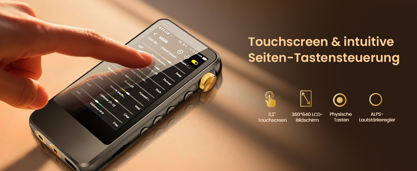 Hi-Res MP3 плеєр HIFI WALKER H20 Pro з Bluetooth, 64GB, Dual ESS DAC, 4.4мм збалансований вихід, 3.2
