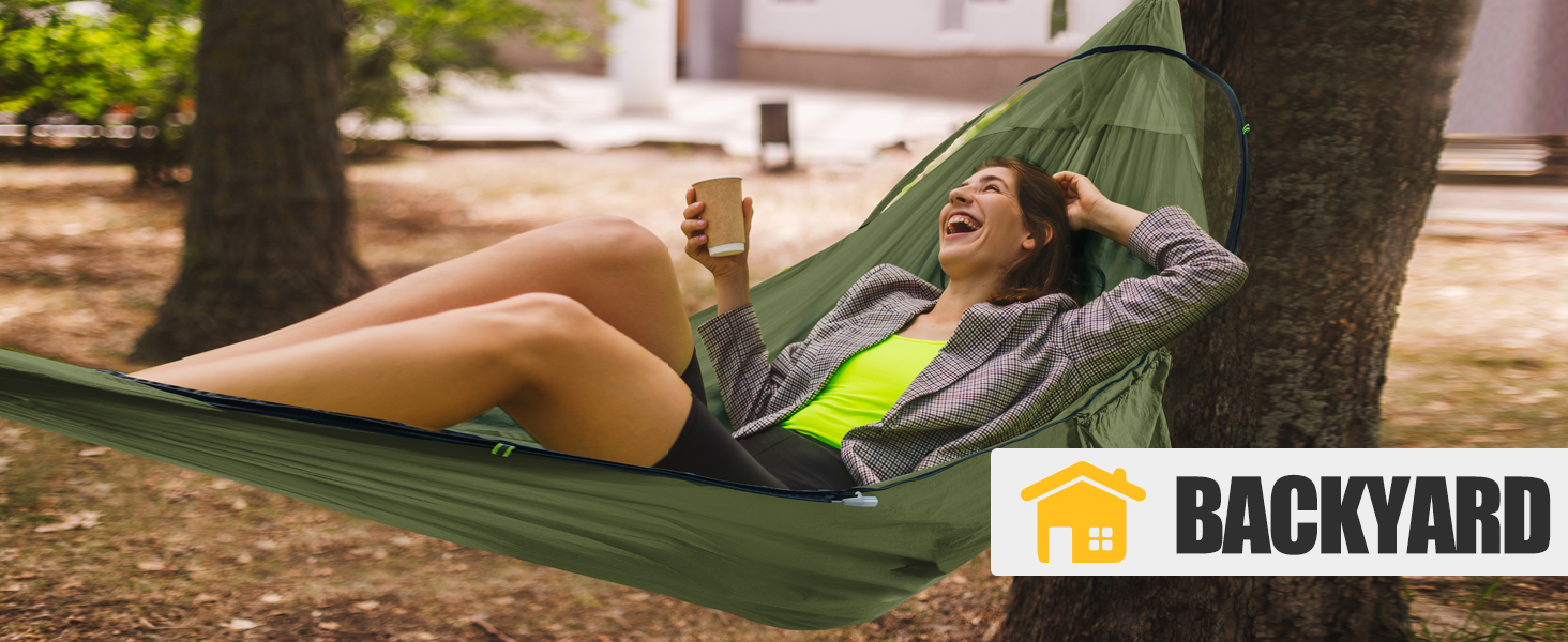 Легка туристична гамак з москітною сіткою, 300 кг | Гамак для кемпінгу, подорожей, рюкзаків, туризму, саду (270x140 см)