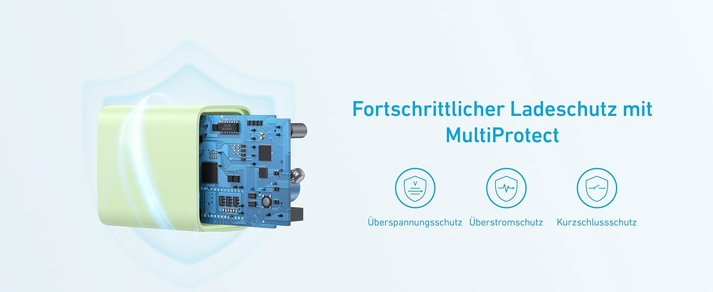 Зарядний пристрій Anker 20W USB-C, адаптер живлення для iPad, швидка зарядка, сумісний з iPhone 17/16/15 (з кабелем USB-C 150см), фіолетовий