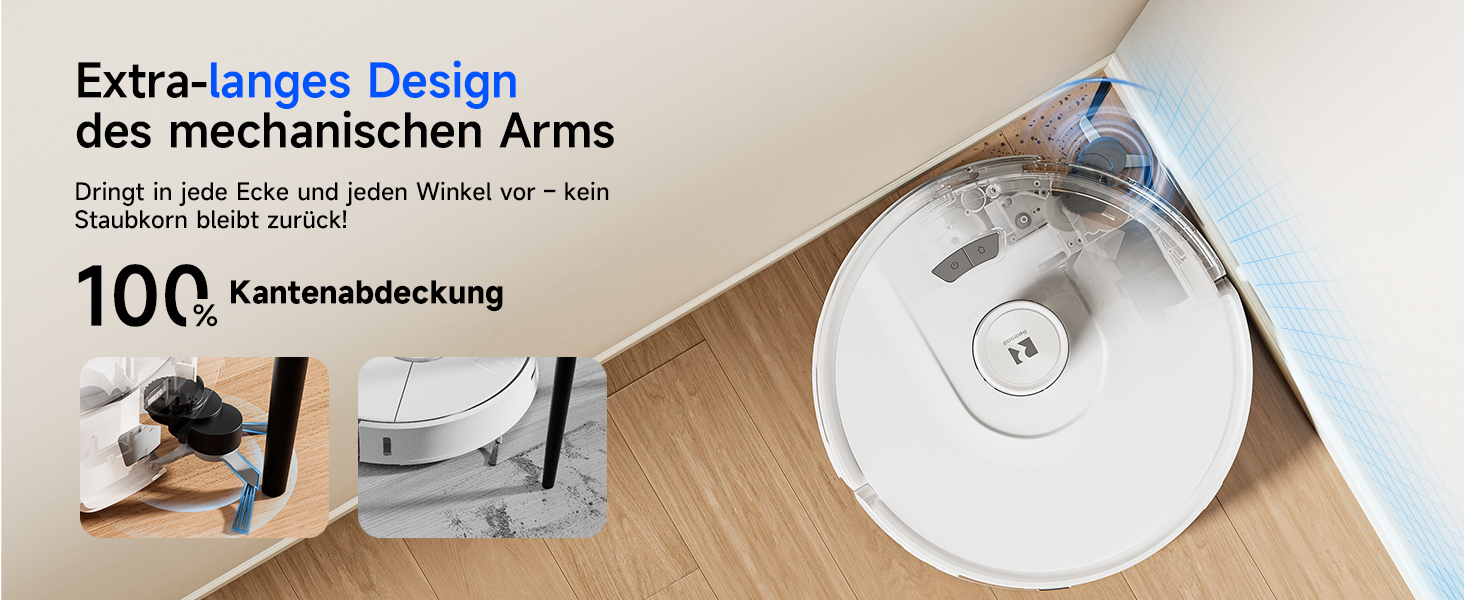 Робот-пилосос Redkey R11 з функцією миття, 20000Pa, док-станція 4L, захист від намотування волосся, LiDAR навігація, керування через додаток, для килима та шерсті тварин, білий