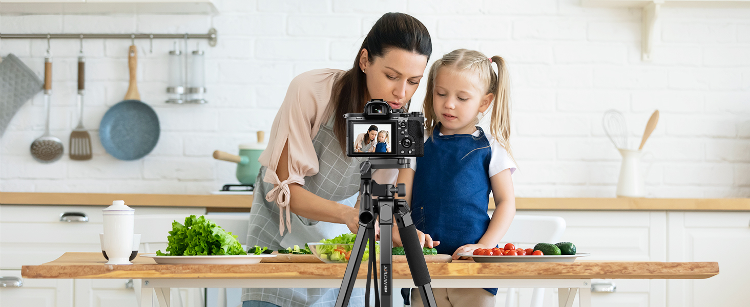 Штатив для камери JOILCAN 210.8 см, чорний: для фото та відеозйомки з DSLR, смартфонів та селфі-палиць