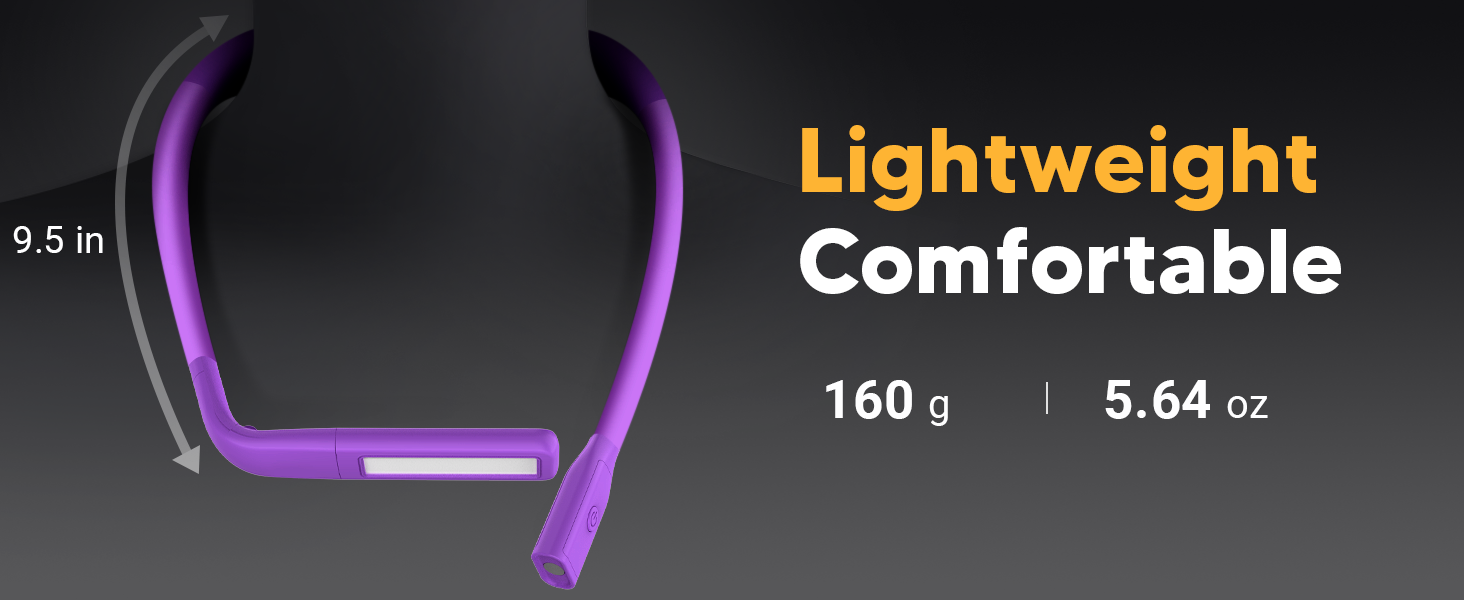 LED лампа на шию для читання Buch - 3 кольори, фіолетова. Лампа для читання в ліжку, в'язання, рукоділля. Подарунок для чоловіків.