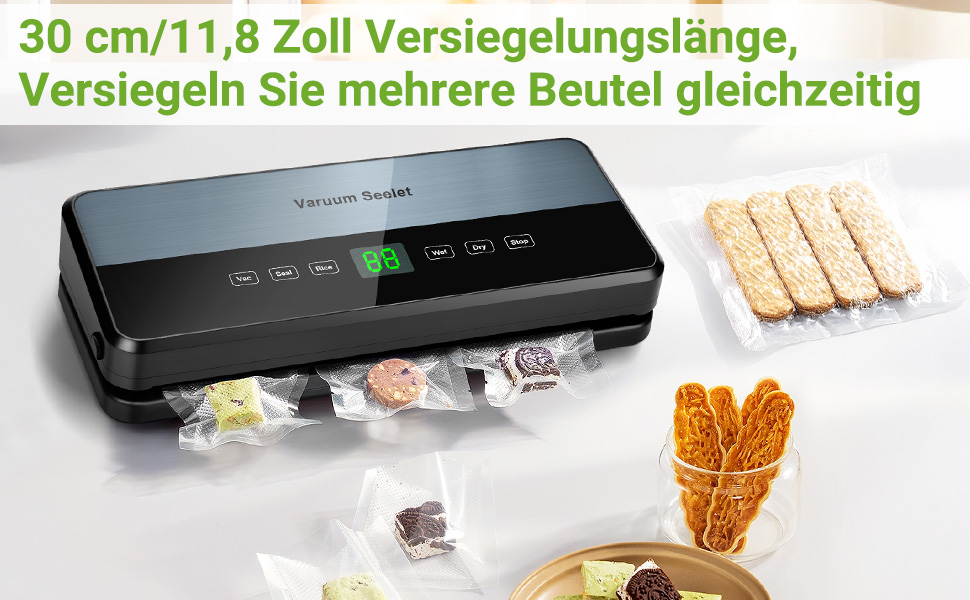 Вакуумний пакувальник 6-в-1 з мішками та рулонами, вбудований різак