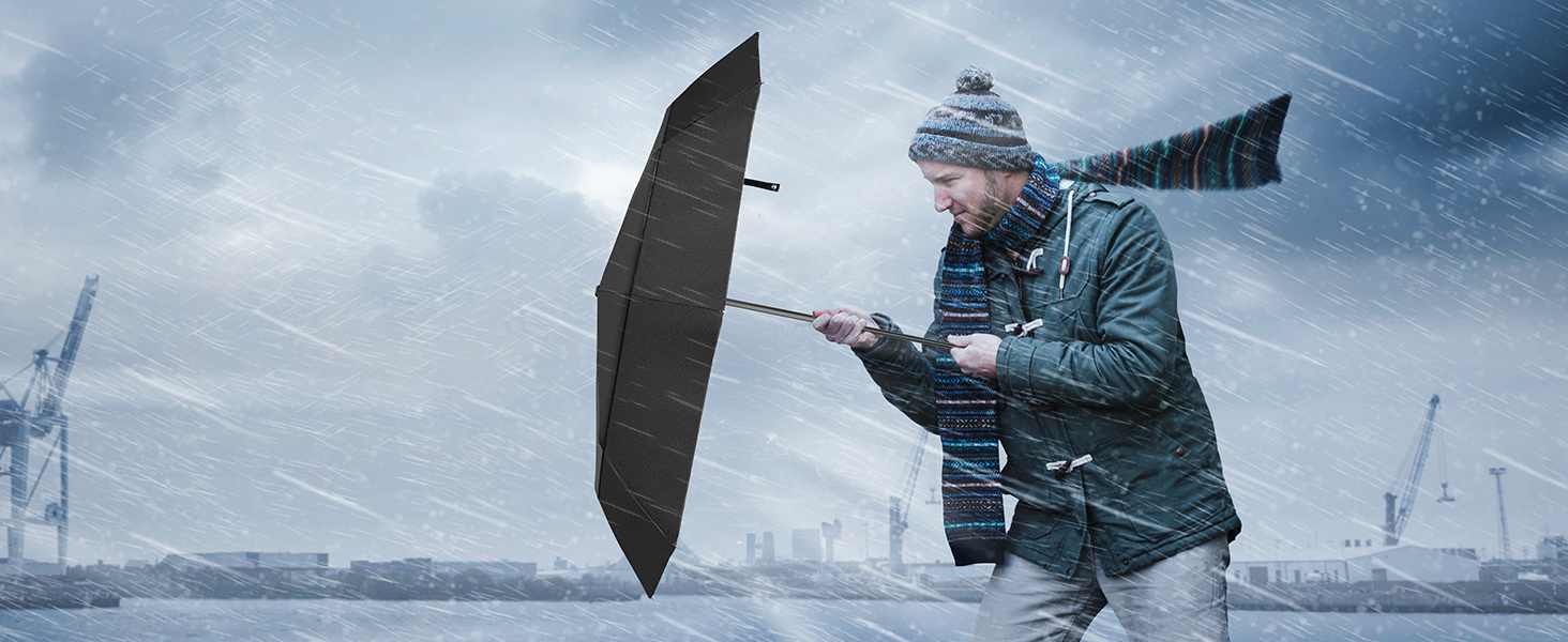 TECKNET Парасолька автоматична, чорна, штормостійка, легка у використанні