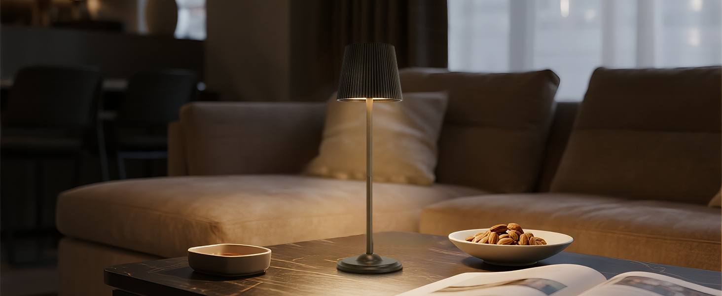 Світлодіодна настільна лампа бездротова з регулюванням висоти, USB-C нічник з 3 режимами освітлення та димером, портативна металева акумуляторна лампа для вітальні, спальні та вулиці (Чорна)