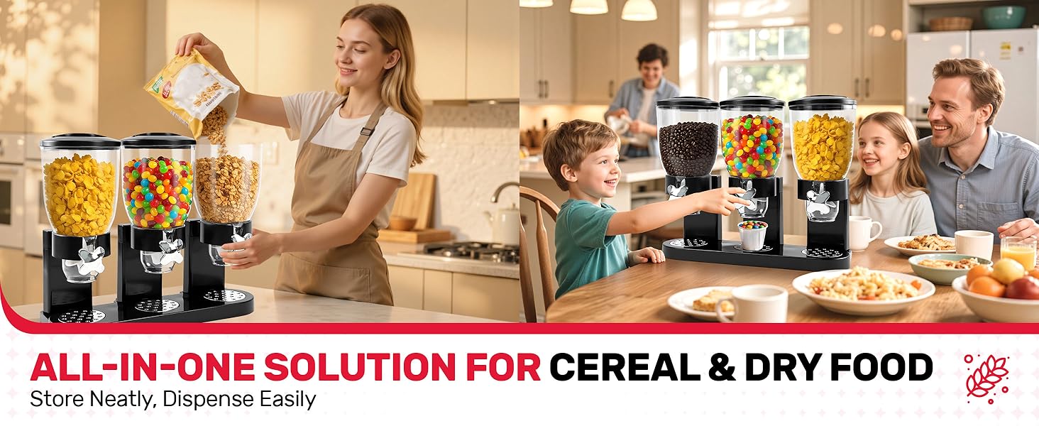 Набір контейнерів для зберігання круп та сухофруктів Sinceroduct (3 шт, 6л, чорний)