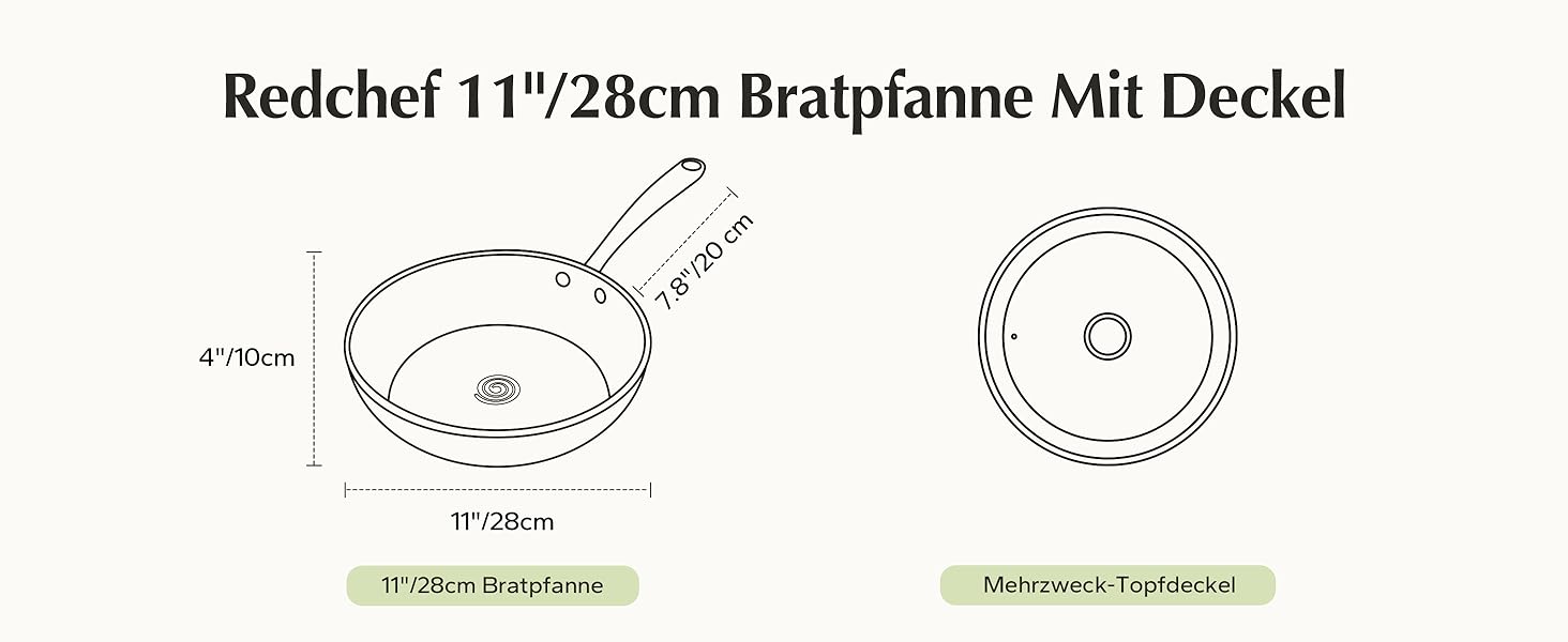 Набір сковорідок Redchef з керамічним покриттям, алюміній, 20/24/28 см, для всіх типів плит, індукційні, без PTFE, PFAS, PFOA, термостійкі