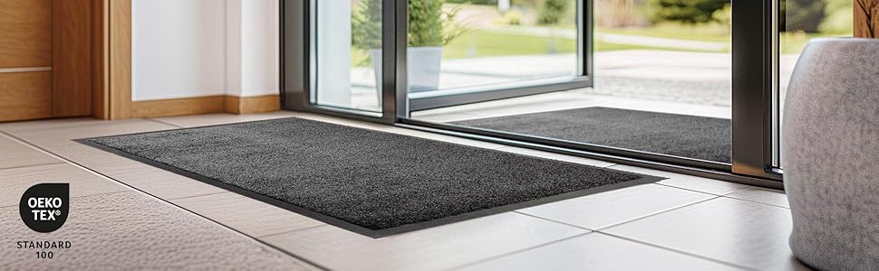 DOMOPRIMA Commercial Entrance Mat - 90x150cm - Grey - Non-Slip, Weatherproof, Washable