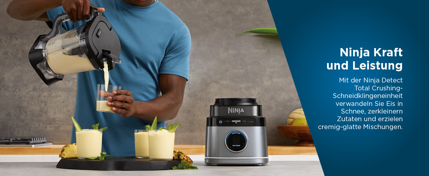 Ninja 2-in-1 Power Detect Pro Mixer with 1.5L Jug & 2 Single-Serve Cups - 1200W, Smoothie, Frozen Drink & Vegetable Chopping Mixer