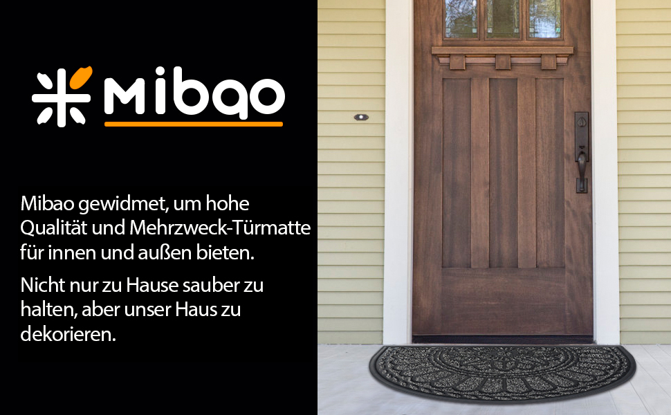 Килимок придверний Mibao 45x75 см, нековзкий, для вулиці, зносостійкий, сірої кольору, гумова основа, грязезахисний