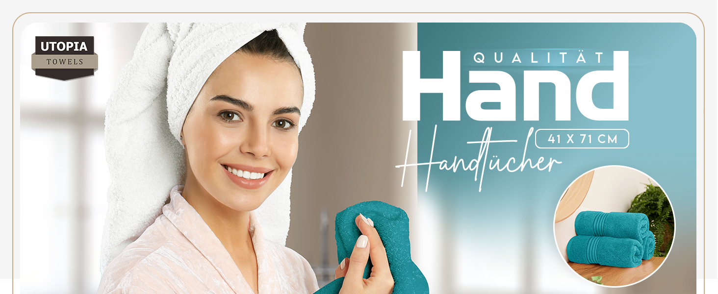 Рушники Utopia, бавовна, 700 г/м², 6 шт. (Турквіс)