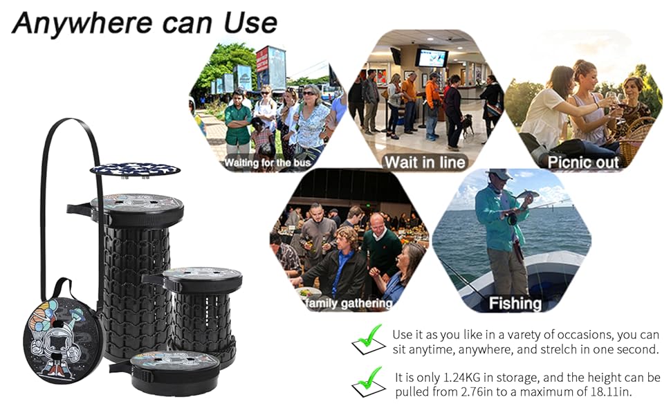 Складний туристичний стільчик Alevmoom - телескопічний, легкий, для кемпінгу, риболовлі, BBQ, кухні. Витримує до 272 кг. Колір: Селадовий (Astronaut)