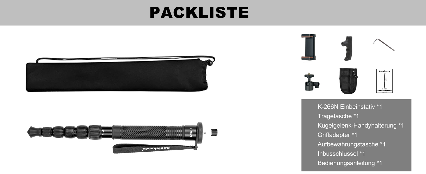 Штатив Koolehaoda 160 см з алюмінію з ручкою-підтримкою та тримачем для телефону, 1/4'-3/8' адаптер для DSLR/відеокамер, смартфонів