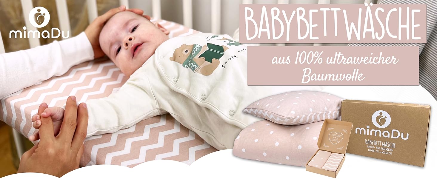 Набір постільної білизни для малюків з органічної бавовни GOTS (Oeko-Tex100), 100 x 135 см - комплект постільної білизни для дитячого ліжечка з наволочкою та ковдрою для хлопчиків та дівчаток (Пудрово-рожевий, 100x135 см + 40x60 см)