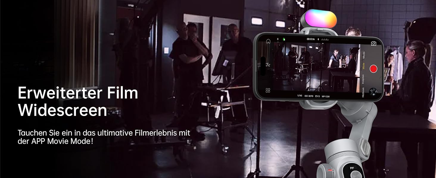 Стабілізатор для смартфона AOCHUAN 3-осьовий з RGB-підсвічуванням, для iPhone/Android, з функцією трекінгу обличчя, комплект Smart X Pro (Сірий)