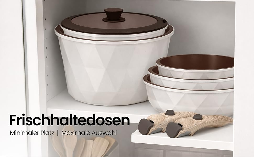 Набір посуду 9 предметів з антипригарним покриттям Diamant Beige: каструлі та сковорідки для всіх плит, включаючи індукційні. Без PFOA/PFAS