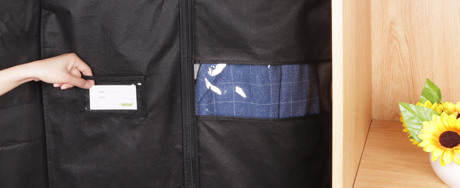 Чохли для одягу KEEGH, 10 шт. - захисні мішки для зберігання одягу, костюмів, пальто, сорочок, 60x152 см, чорний, фліс