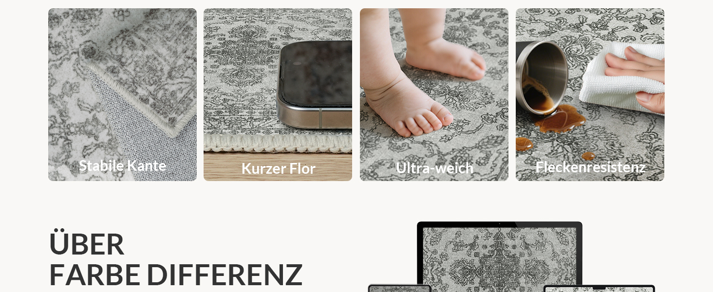 Килим GENIMO Boho Vintage 160x230 см, короткий ворс, антиковзаючі, для вітальні, спальні, їдальні, офісу, стильний, ніжний салатовий колір