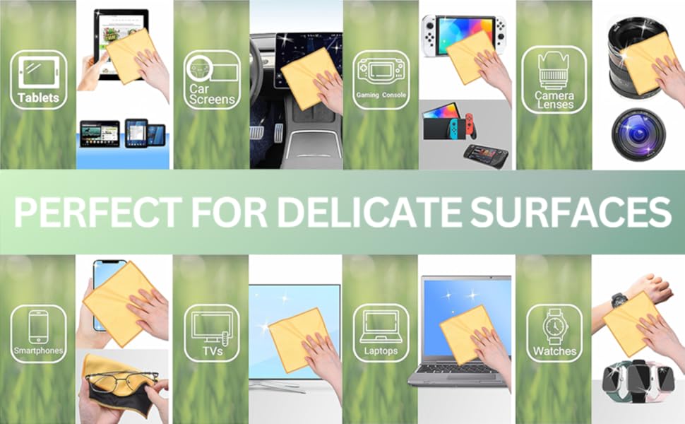 Серветки для прибирання з мікрофібри Eco-Fused (5 шт.) - двосторонні - для смартфонів, телевізорів, планшетів, ноутбуків, об'єктивів камер