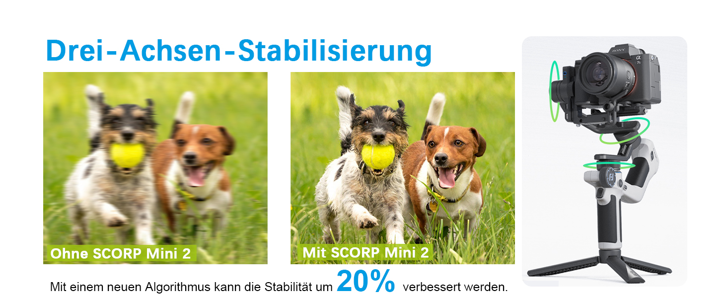 Feiyu SCORP Mini 2 Kit - Стабілізатор для бездзеркальних камер/Action-камер/iPhone/Samsung, Ручний 3-осьовий гiмбал з сумкою, світлом для селфі та подовжувачем. Чорний та білий кольори