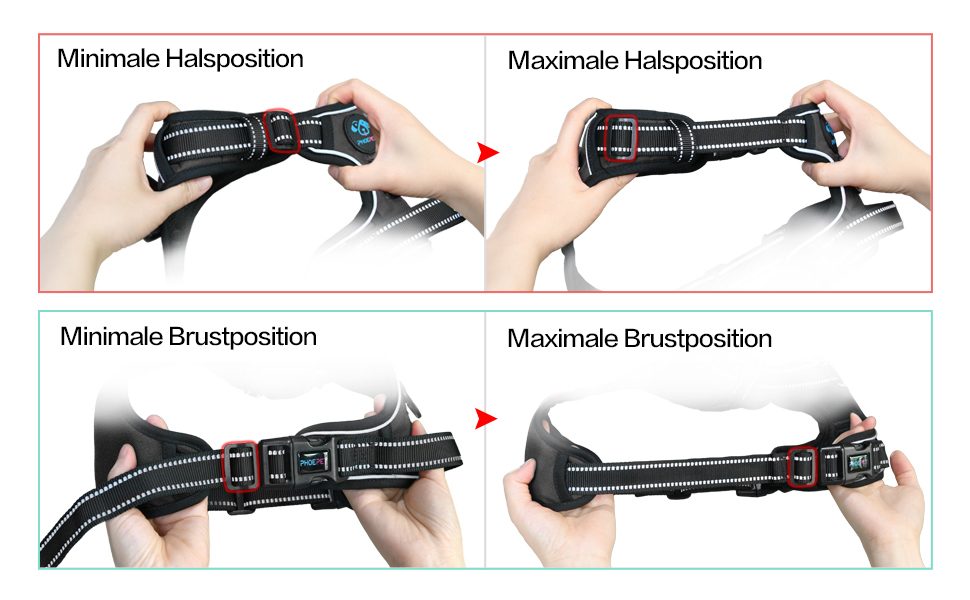 Шлейка для собак PHOEPET без натягу для маленьких собак, світловідбиваюча, регульована, з переднім кріпленням, з ручкою, 2 металеві кільця, 3 пряжки (легко одягати та знімати), чорна, розмір L