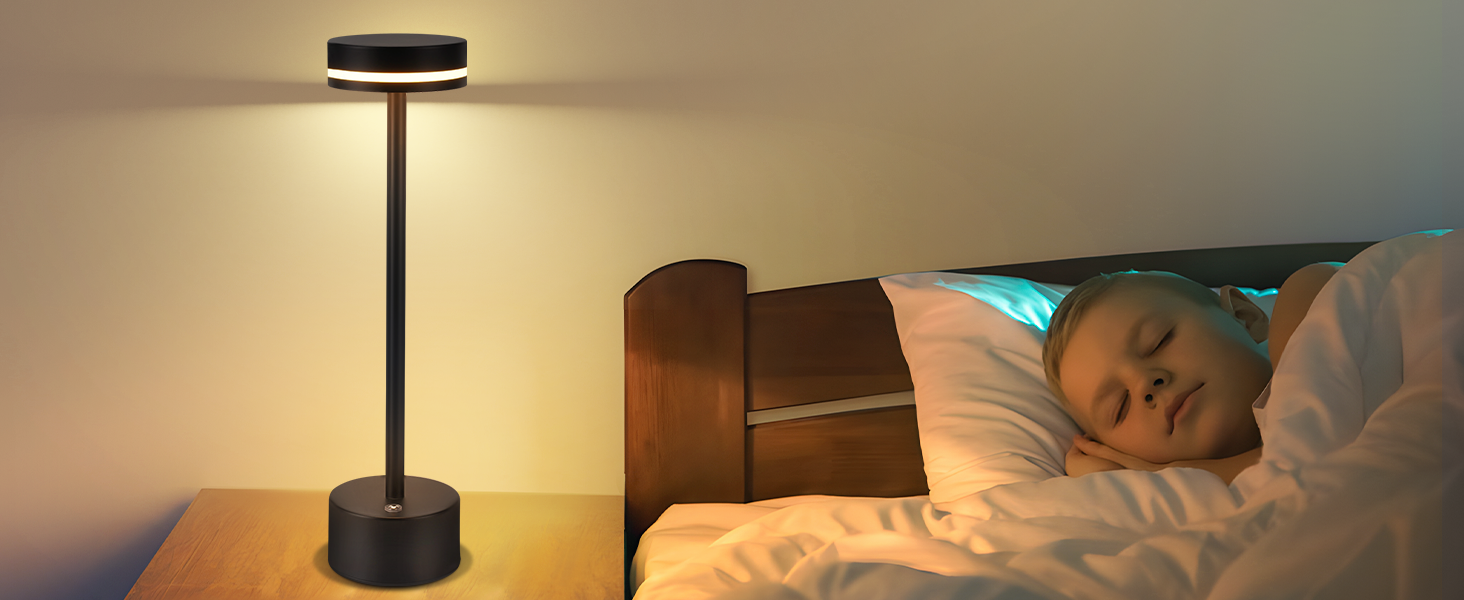 Настільна LED лампа акумуляторна 2 в 1 Schwarz - бездротова нічна лампа з димером, USB-C зарядка, сенсорне керування, для спальні, вітальні, офісу - чорна