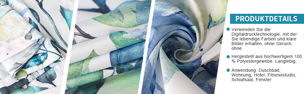 Шторка для душу REZAYMRS, 180x200 см, водонепроникна, з 12 гачками, поліестер, зелена, для ванної кімнати