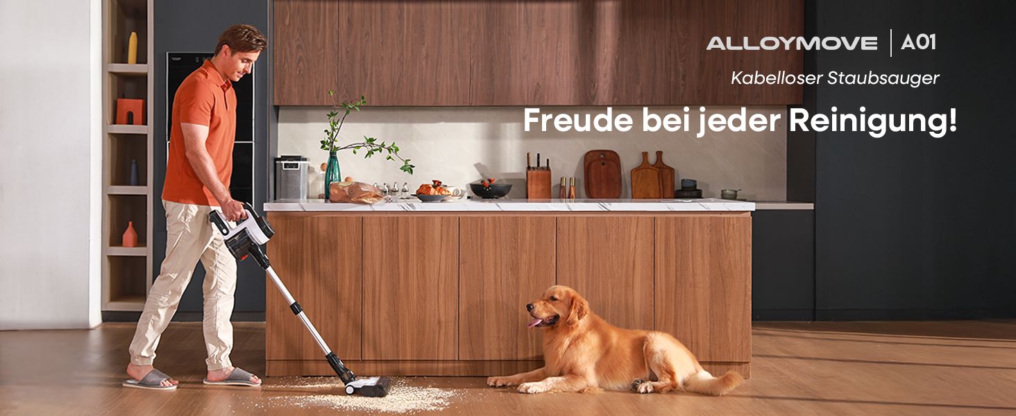 Бездротовий пилосос AlloyMove A01: потужний, з великим контейнером 1.5л та фільтрацією 99.9%, для волосся, килимів та твердих поверхонь (срібний)