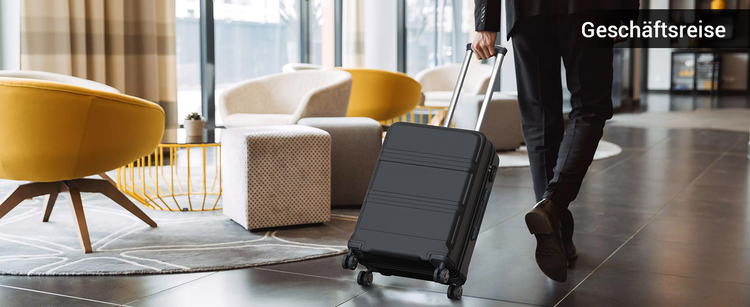 Чемодан-валіза KONO з ABS+PC: міцний, з TSA-замком та 4 колесами (52 см, чорний)