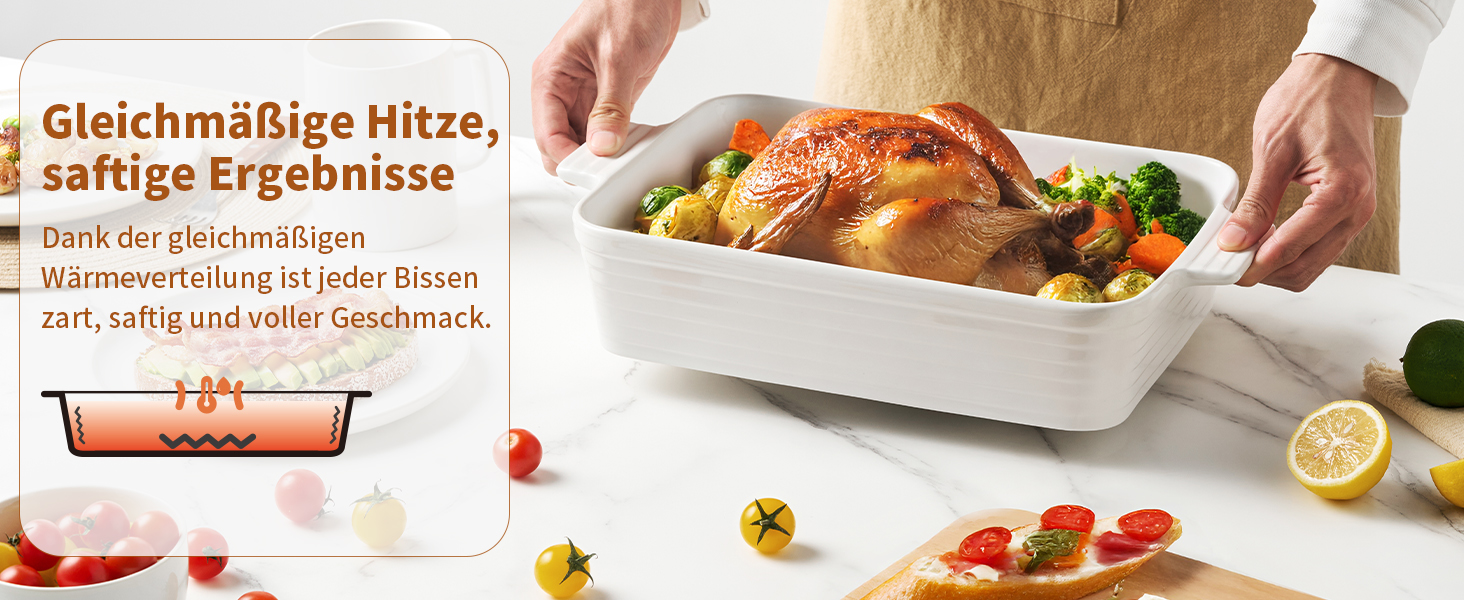 Форма для запікання Jassceram, 4.9 л, порцеляна, біла, для духовки, з ручками, для лазаньї та запіканок