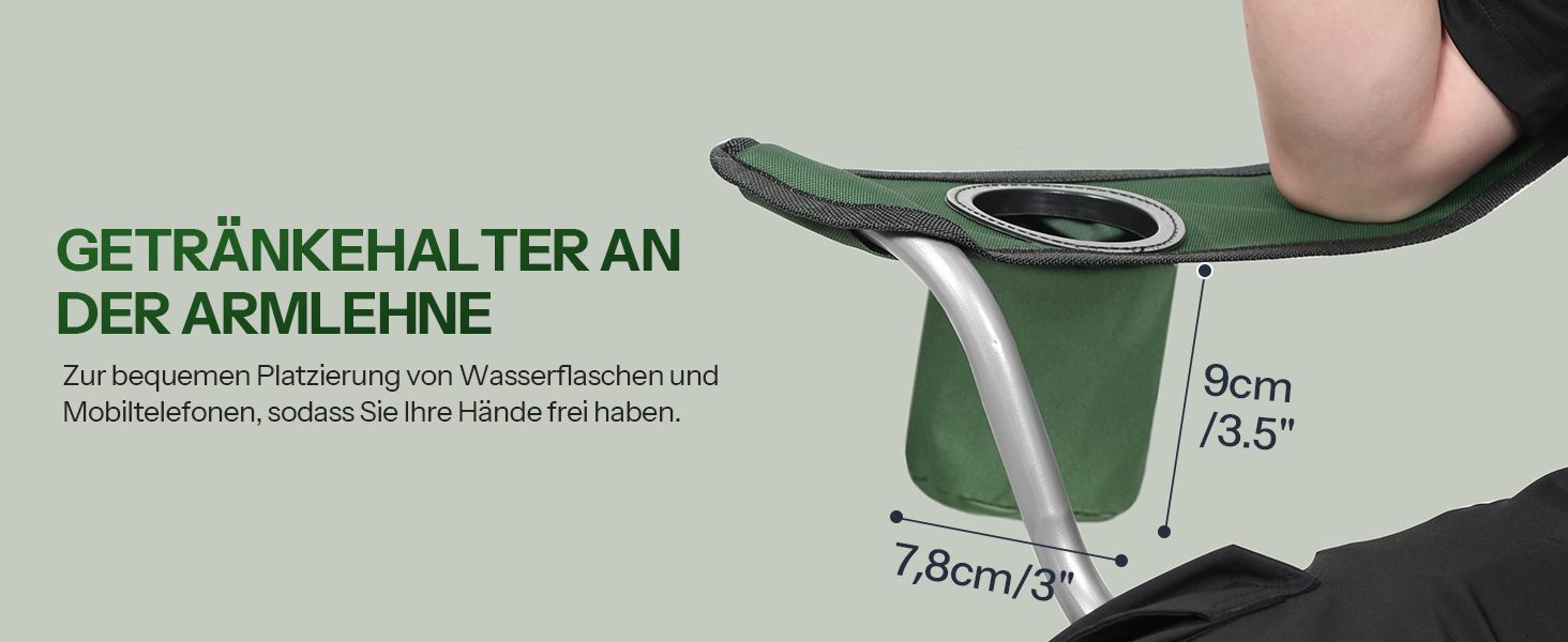 Складний кемпінговий стілець для пікніка, саду та пляжу EBK01LC02 (Зелений + Чорний)