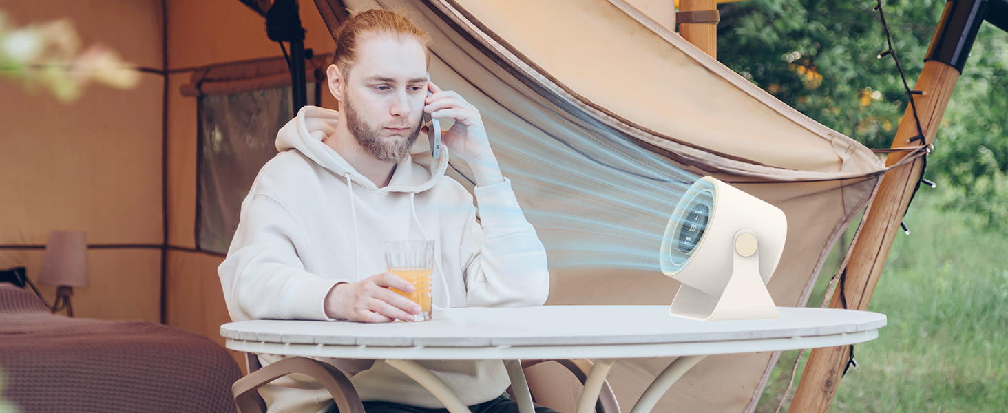 Настільний вентилятор Minthouz з LED-дисплеєм, акумулятор 3600mAh, тихий, регульований, портативний для дому, офісу, подорожей