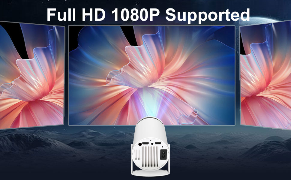 Портативний проєктор HY300 Pro+ Mini: 1080P, 200 ANSI, Android 13, Wi-Fi 6, BT5.2, Автоматичне вирівнювання, для кіно на відкритому повітрі та підключення до телефону