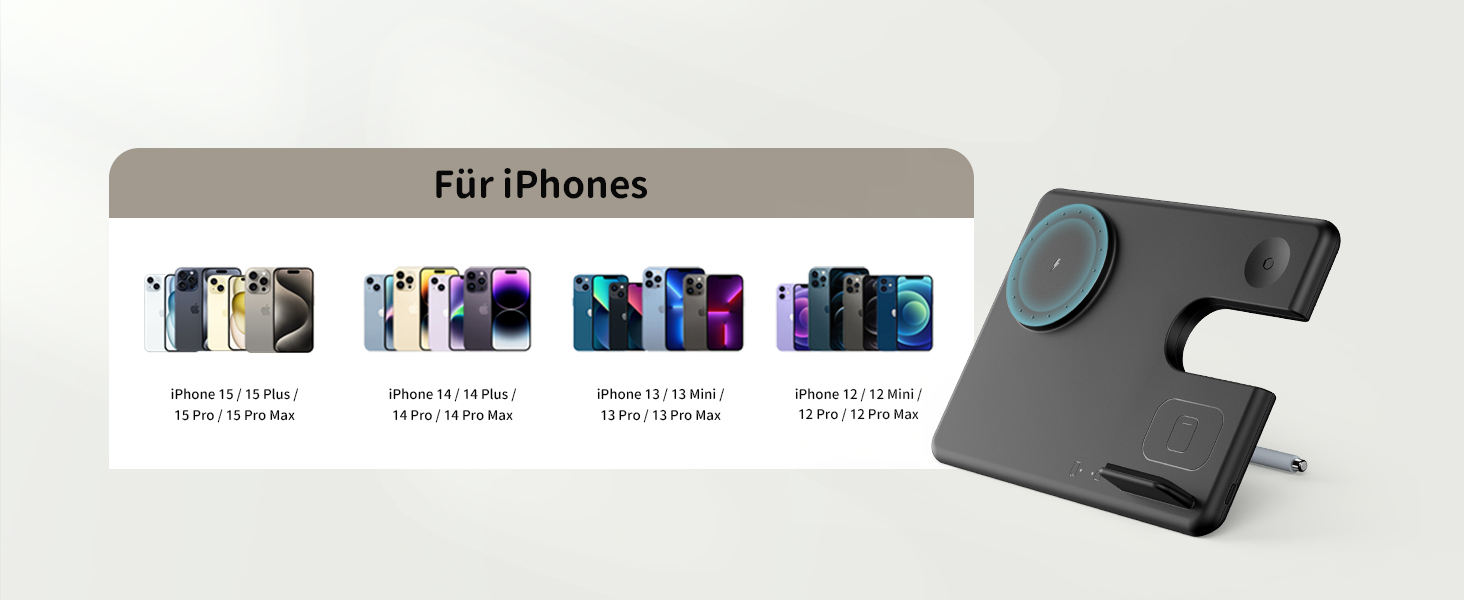 Зарядний пристрій JoyGeek 3-в-1 з MagSafe для Apple Watch, iPhone 16/15/14/13/12/Plus/Pro Max, AirPods 2/Pro 2, чорний