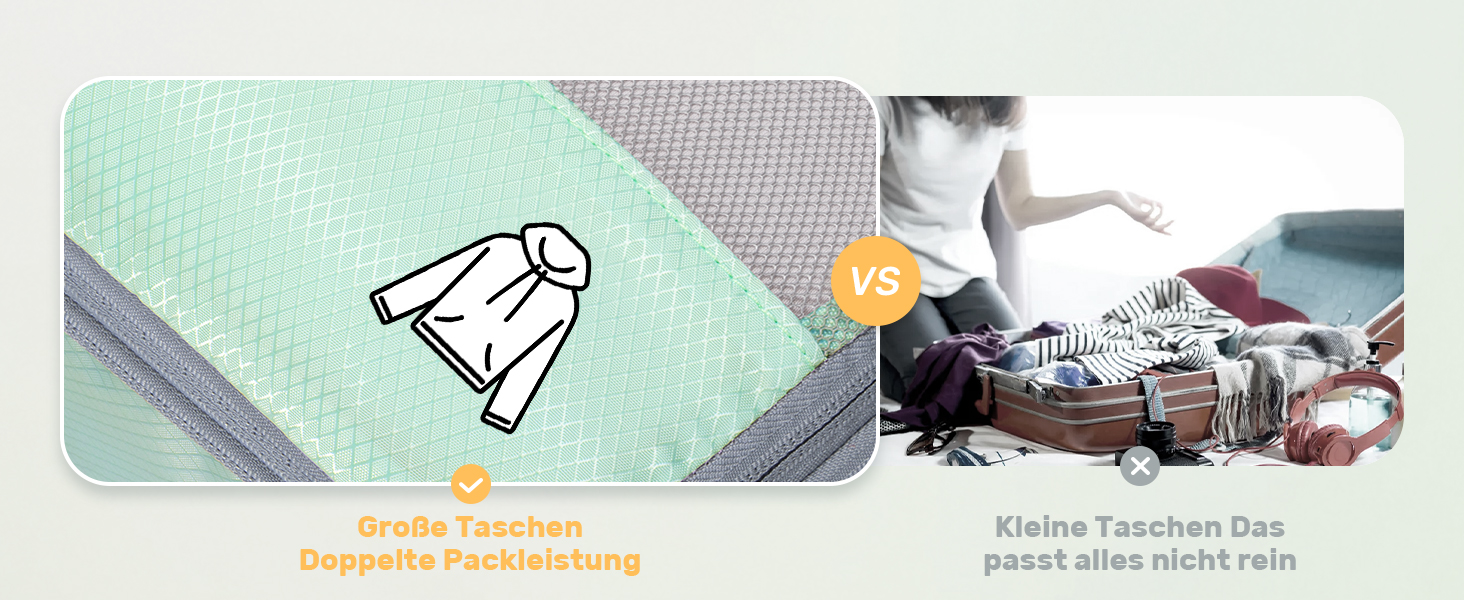 Набір з 8 компресійних органайзерів для валізи - чорний та м'ятний (8 шт.)