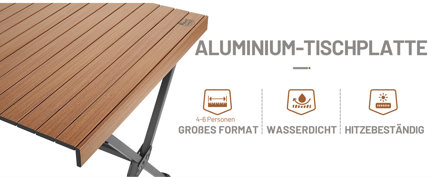 Складний кемпінговий стіл Timber Ridge 125x80 см, регульована висота, для 6 осіб, для пікніка, саду, походу, подорожей