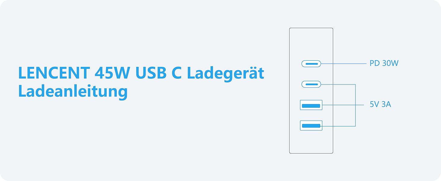 Універсальний адаптер LENCENT з USB зарядкою 45W, 4 порти (2x USB-A, 2x USB-C) - EU/US/UK/AU