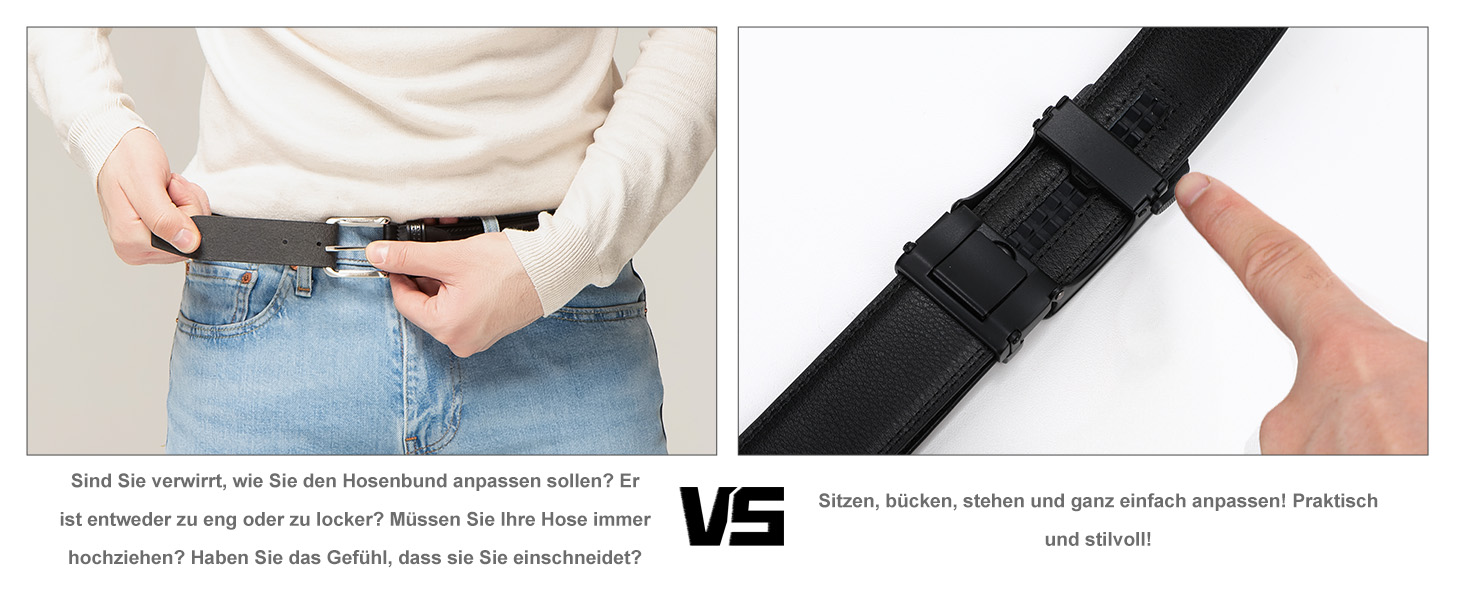 Чоловічий шкіряний ремінь WHIPPY Automatik з регулюванням, ширина 35 мм, колір D-brown, довжина 130 см (підходить для штанів 101-115 см)