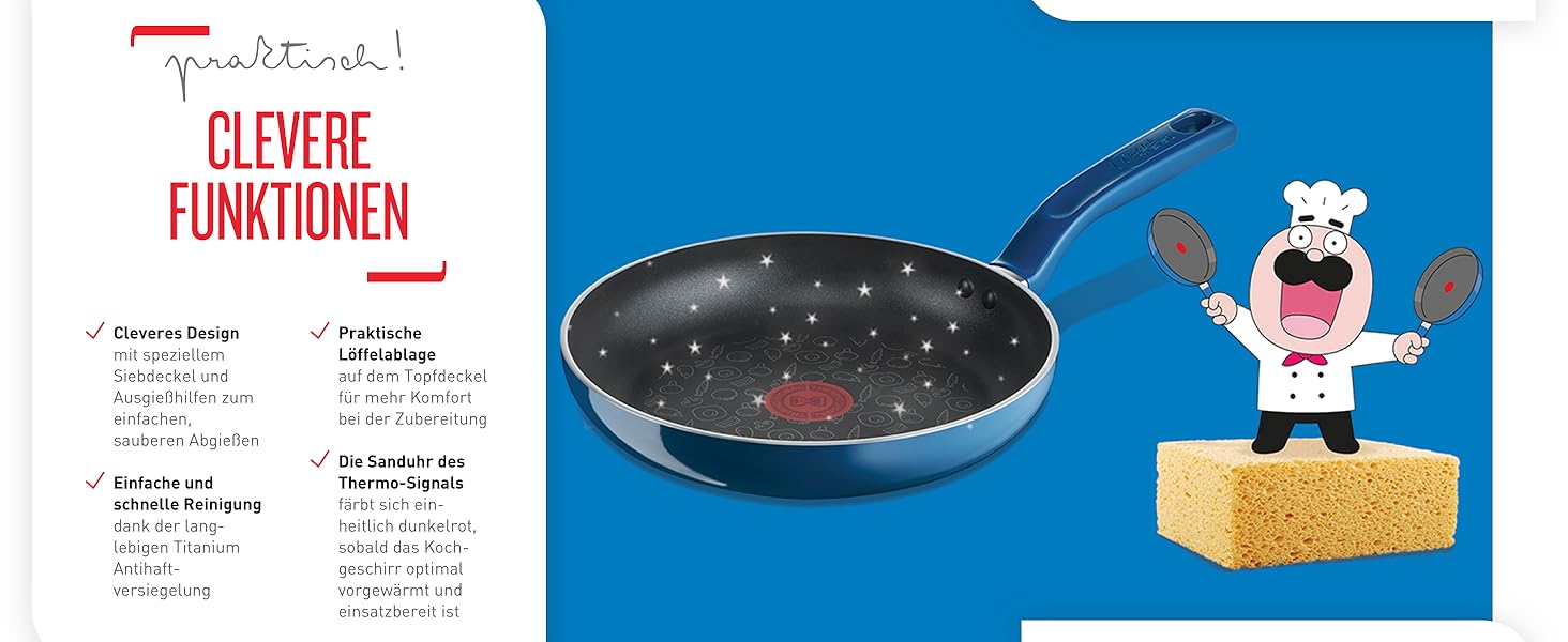 Сковорода Tefal Chefclub 28 см з антипригарним покриттям Titanium, індукційна, з індикатором нагріву Thermo-Signal, зелена